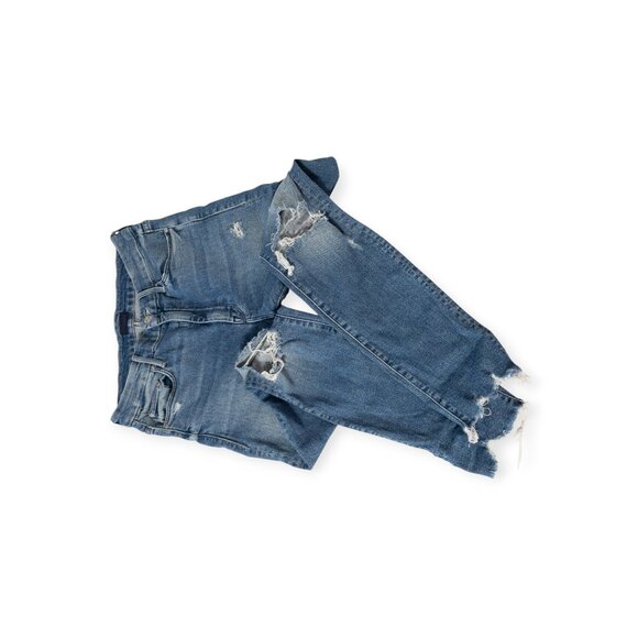 Mother Rainbow Pocket Jeans SZ 26 High-Waisted Looker Ankle Chew Denim Distress - Picture 3 of 13